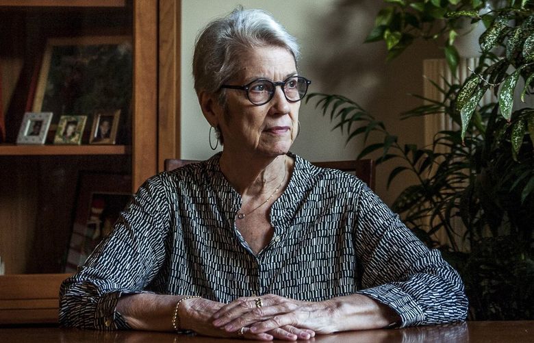 Jessica Leeds, a businesswoman at a paper company who was sitting next to Donald Trump on a flight to New York in the early 1980s, at her home in New York, Oct. 11, 2016. Leeds, who had never met Trump before, said that on the flight he lifted the armrest and began to touch her. (George Etheredge/The New York Times) XNYT111