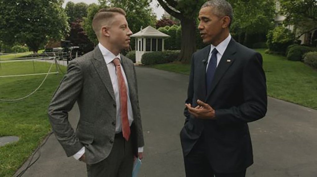 President Obama and rapper Macklemore appear in a documentary, “Prescription for Change: Ending America’s Opioid Crisis,” on MTV. (MTV)