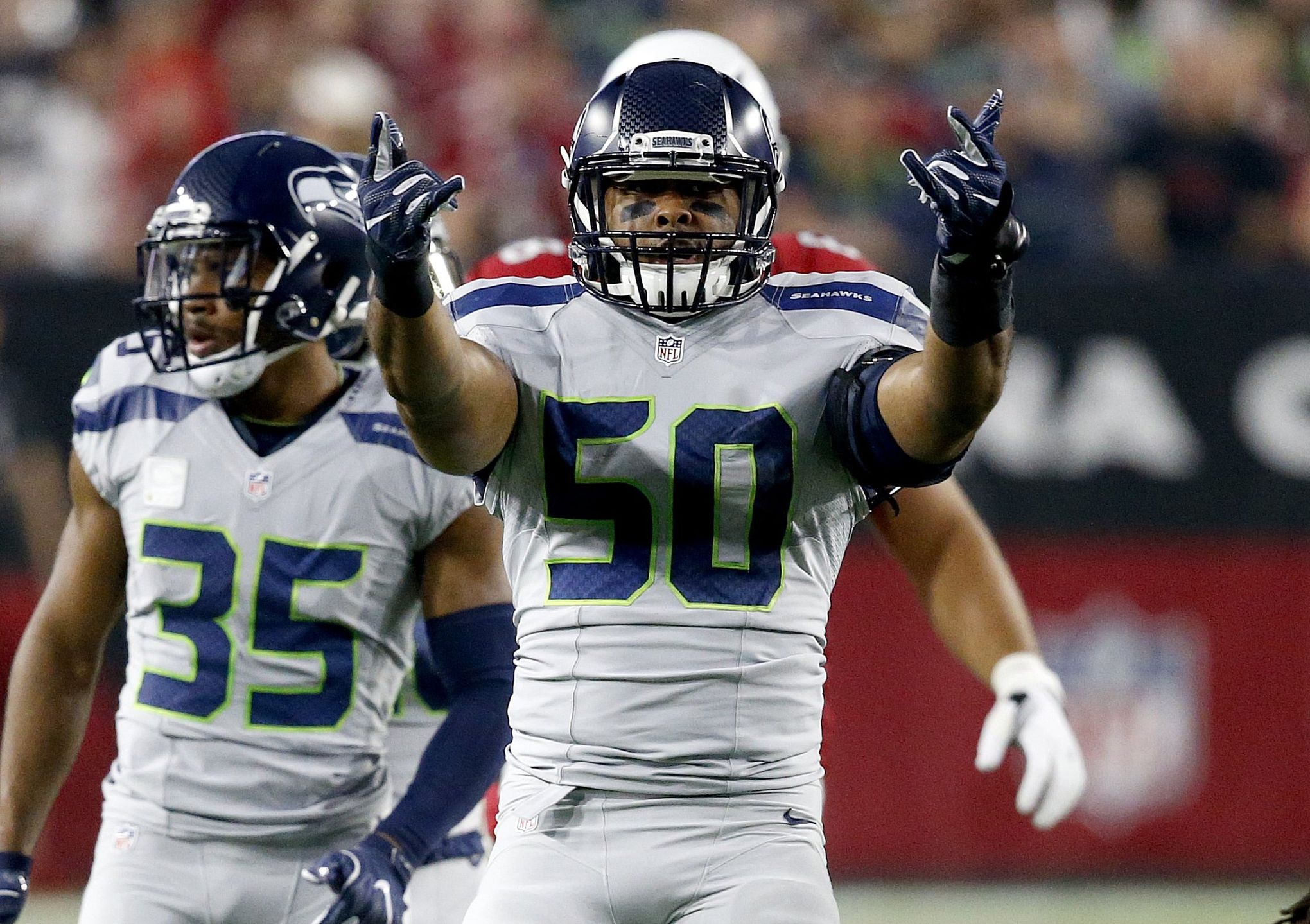 Seattle Seahawks outside linebacker K.J. Wright (50) during an NFL football  game against the Arizona Cardinals, Sunday, Oct. 25, 2020, in Glendale,  Ariz. (AP Photo/Rick Scuteri Stock Photo - Alamy