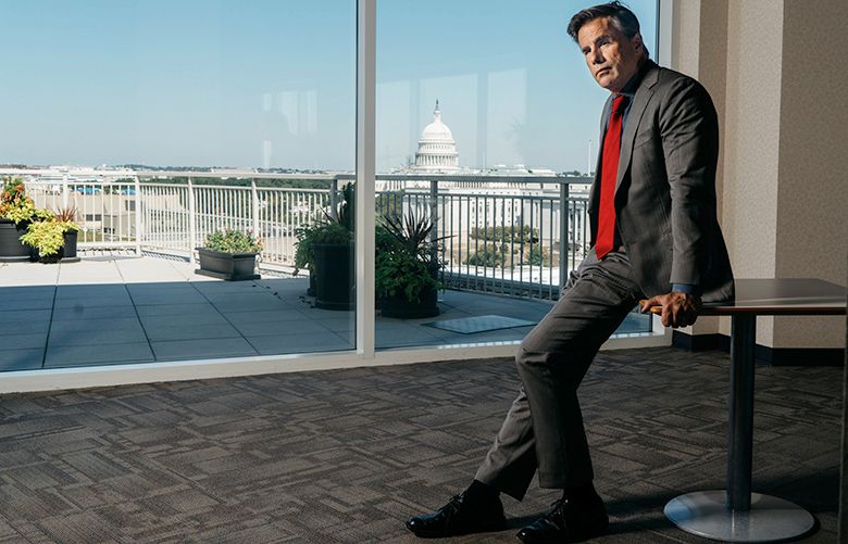 Tom Fitton, the president of Judicial Watch, at the group’s offices in Washington, Sept. 22, 2016. The nonprofit organization has more than 20 active lawsuits involving Democratic Nominee Hillary Clinton, and has focused on the Clintons since its formation in 1994. (Justin T. Gellerson/The New York Times)