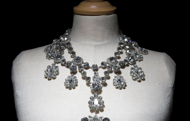 — PHOTO MOVED IN ADVANCE AND NOT FOR USE – ONLINE OR IN PRINT – BEFORE OCT. 9, 2016. — A necklace once worn by Beyonce at the corporate museum of Swarovski, the crystal maker, in Wattens, Austria, July 21, 2016. Founded in 1895, Swarovski remains the best-known name in the field, but a fear of cheaper competitors and profitable complacency has the firm looking to Silicon Valley for inspiration. (Mattia Balsamini/The New York Times)