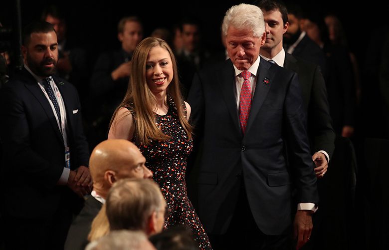 FILE Ñ Chelsea and Bill Clinton attend a  debate between Hillary Clinton and Donald Trump, in Las Vegas, Oct. 19, 2016. Details from the hacked emails released by WikiLeaks show Chelsea as eager to embrace her role as the de facto heir to the Clinton Foundation and concerned about a lack of professionalism there. (Stephen Crowley/The New York Times)