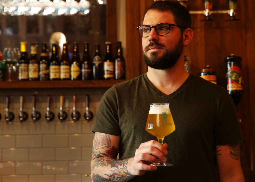 Chris Elford co-owns No Anchor, the new Belltown beer bar that’s getting lots of well-deserved buzz for its lineup of cult and unusual brews with tasting notes such as a “face-melting guitar solo of a triple IPA.” (Ken Lambert/The Seattle Times)