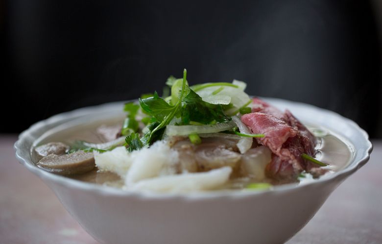A hearty bowl of pho from Pho Bac. (Katie G. Cotterill / The Seattle Times)