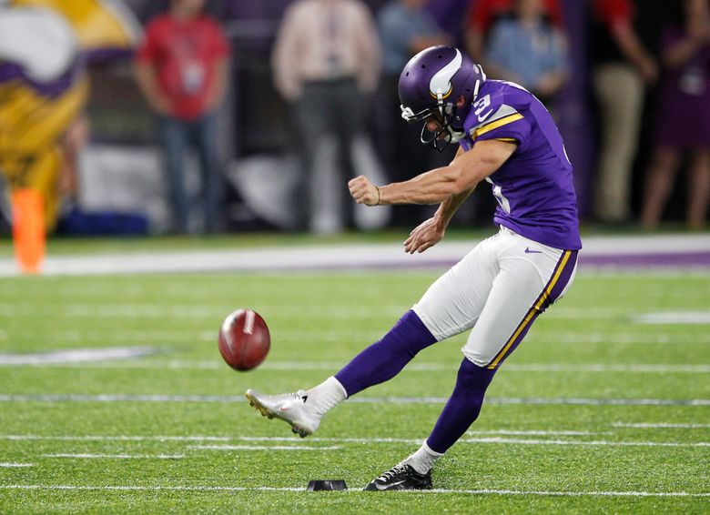 Blair Walsh in action with the Vikings last season.  (AP Photo/Andy Clayton-King)