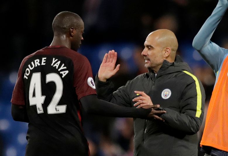 Manchester City's Yaya Toure celebrates scoring his side's second