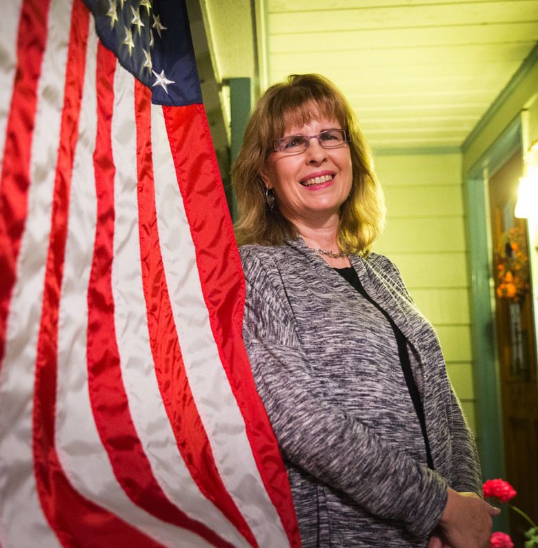 <strong>Cynthia Cole</strong>, a retired Boeing engineer in Bellevue, voted for Trump. She says his supporters are tired of being called bigots, and she wants him to enforce immigration laws. (Lindsey Wasson/The Seattle Times)
