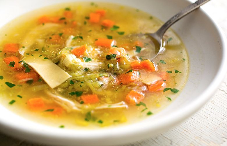 Chicken soup from scratch, in New York, Nov. 12, 2016. During AmericaÕs inexorable march toward processed food, chicken soup became something to buy, not something to make, but it is one of the most painless and pleasing things to cook in a home kitchen. (Andrew Scrivani/The New York Times)