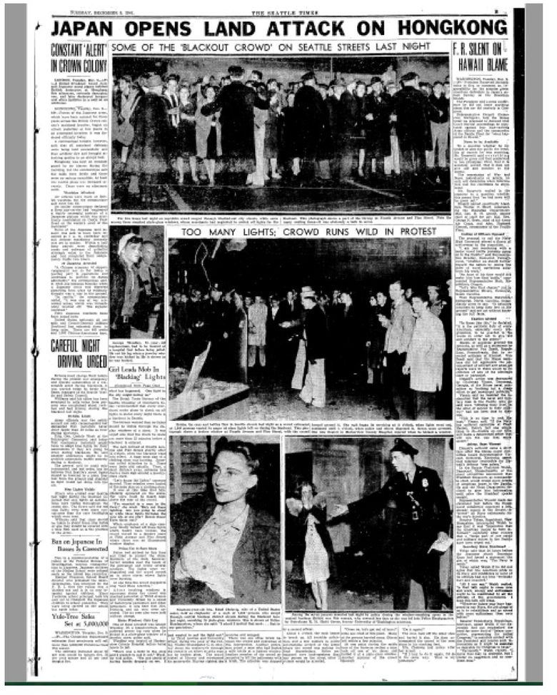 A Seattle Times page from Dec. 9, 1941.