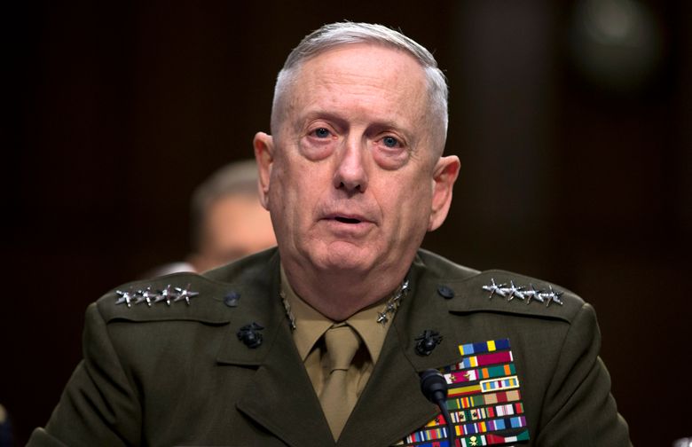 FLE – In this March 5, 2013, file photo, then-Marine Gen. James Mattis, commander, U.S. Central Command, testifies on Capitol Hill in Washington. President-elect Donald Trump says he will nominate retired Gen. James Mattis to lead the Defense Department.(AP Photo/Evan Vucci, File)