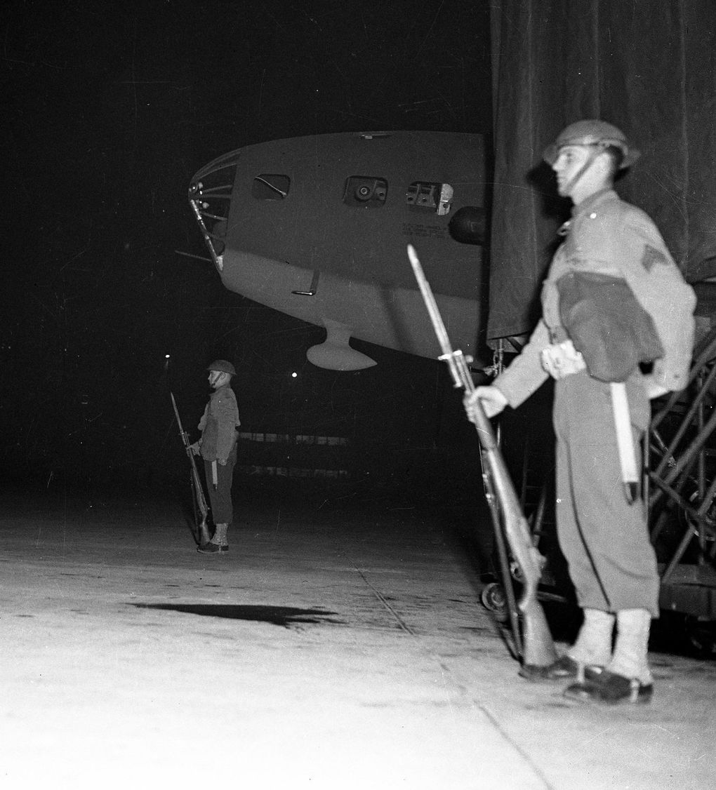 A soldier guards Boeing Plant No. 2 after the Pearl Harbor attacks in December 1941. (The Boeing Company)