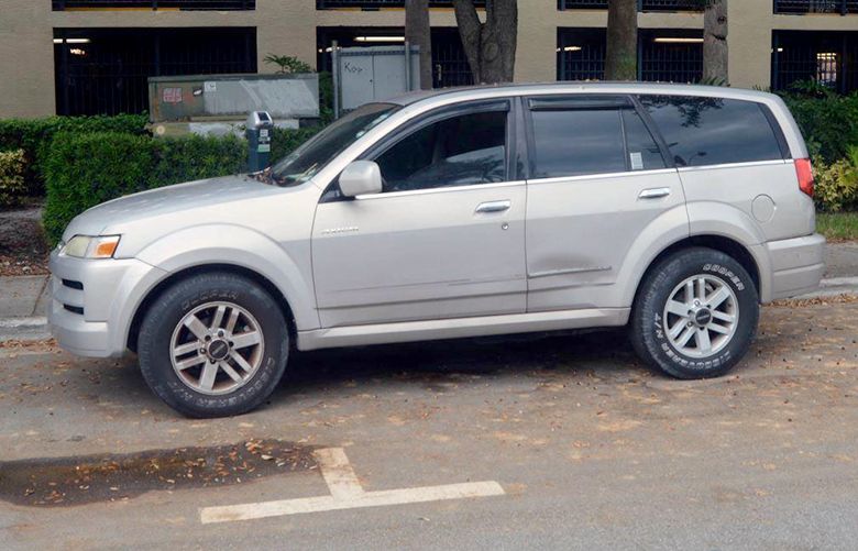 The Isuzu Axiom SUV that received five parking tickets. Owner Jacob Morpeau’s body was found inside on the last day the SUV was cited. (Broward County Medical Examiner’s Office/TNS)