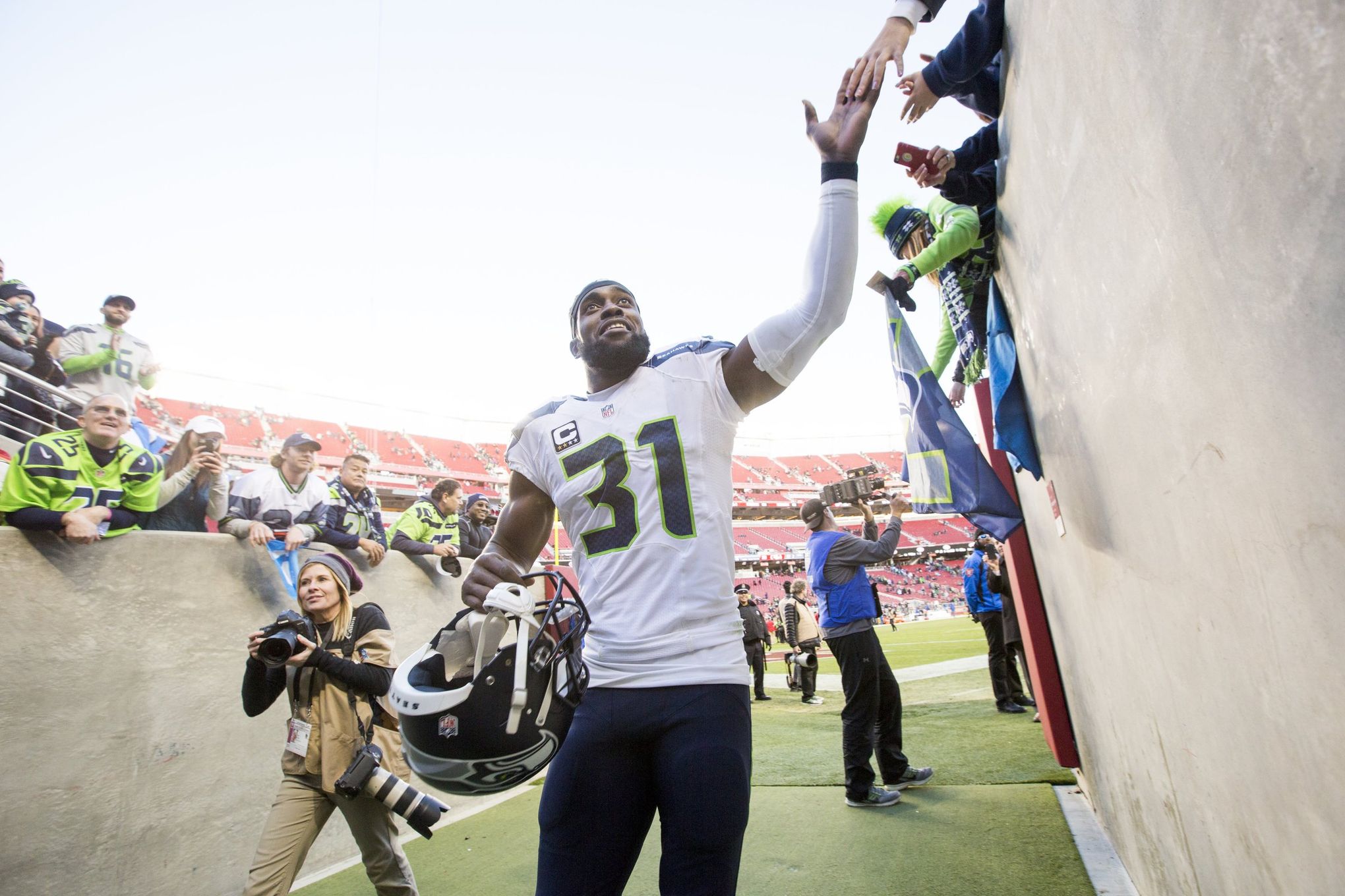 Falcons safety Keanu Neal keeps signed Kam Chancellor jersey in