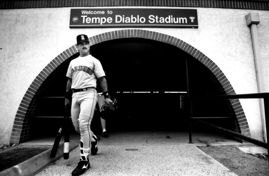 Edgar Martinez, shown during spring training 1992 at Tempe Diablo Stadium in Arizona. (Rod Mar / The Seattle Times)