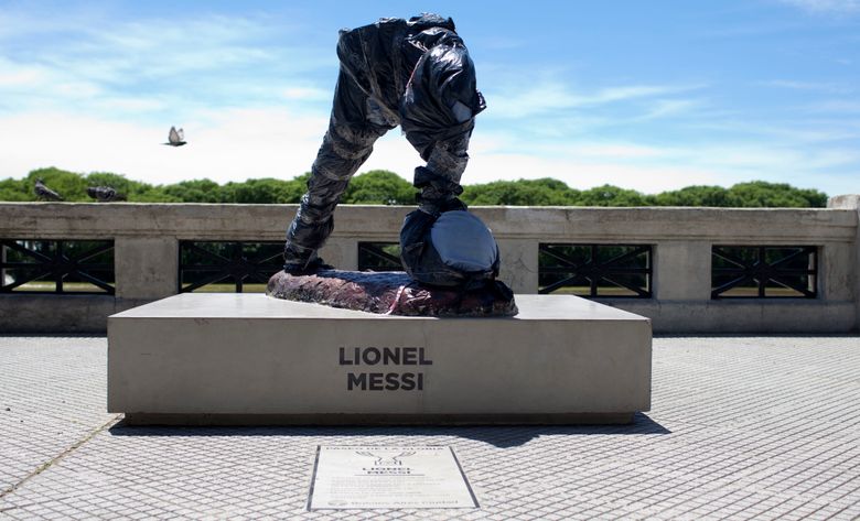 Lionel Messi presented with statue that will be placed next to