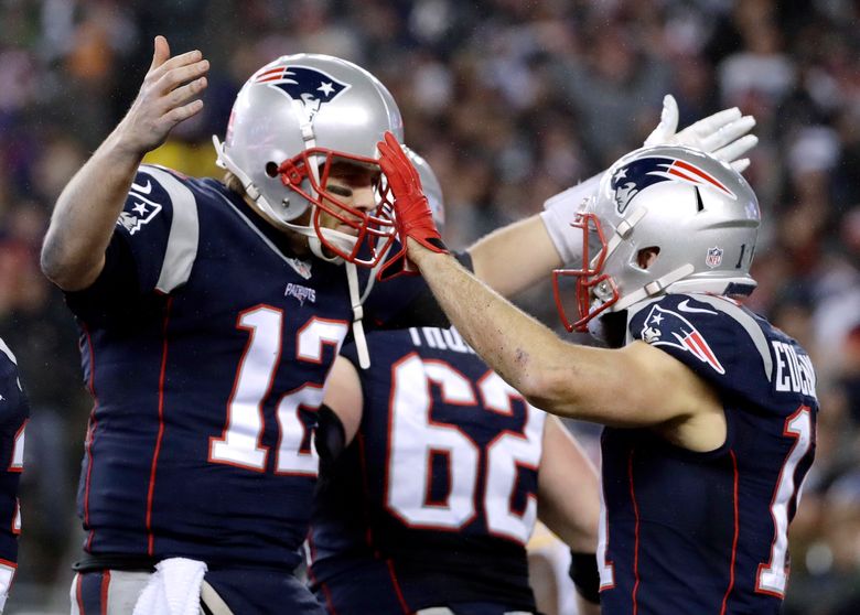 New England Patriots quarterback Tom Brady celebrates after Super