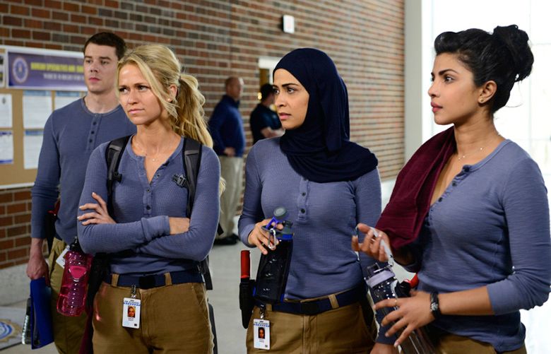 QUANTICO – “Run” — A diverse group of recruits has arrived at the FBI Quantico Base for training. They are the best and the brightest, so it seems impossible that one of them is suspected of masterminding the biggest attack on New York City since 9/11. “Quantico” airs SUNDAY, SEPTEMBER 27 (10:00-11:00 p.m. ET) on the ABC Television Network. (ABC/Guy D’Alema)BRIAN J. SMITH, JOHANNA BRADDY, YASMINE AL MASSRI, PRIYANKA CHOPRA