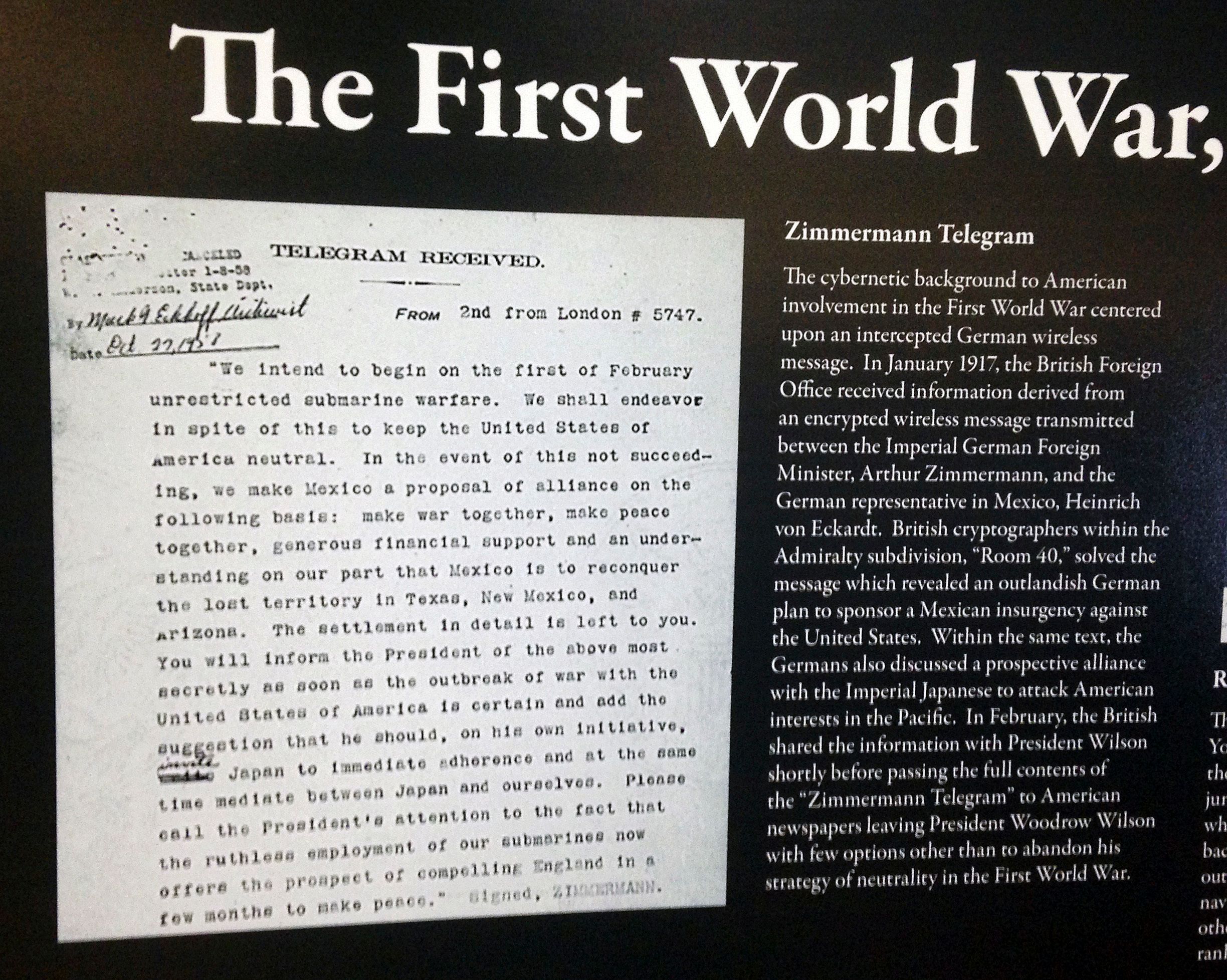 Secret WWI telegram holds lessons for today, historians say | The