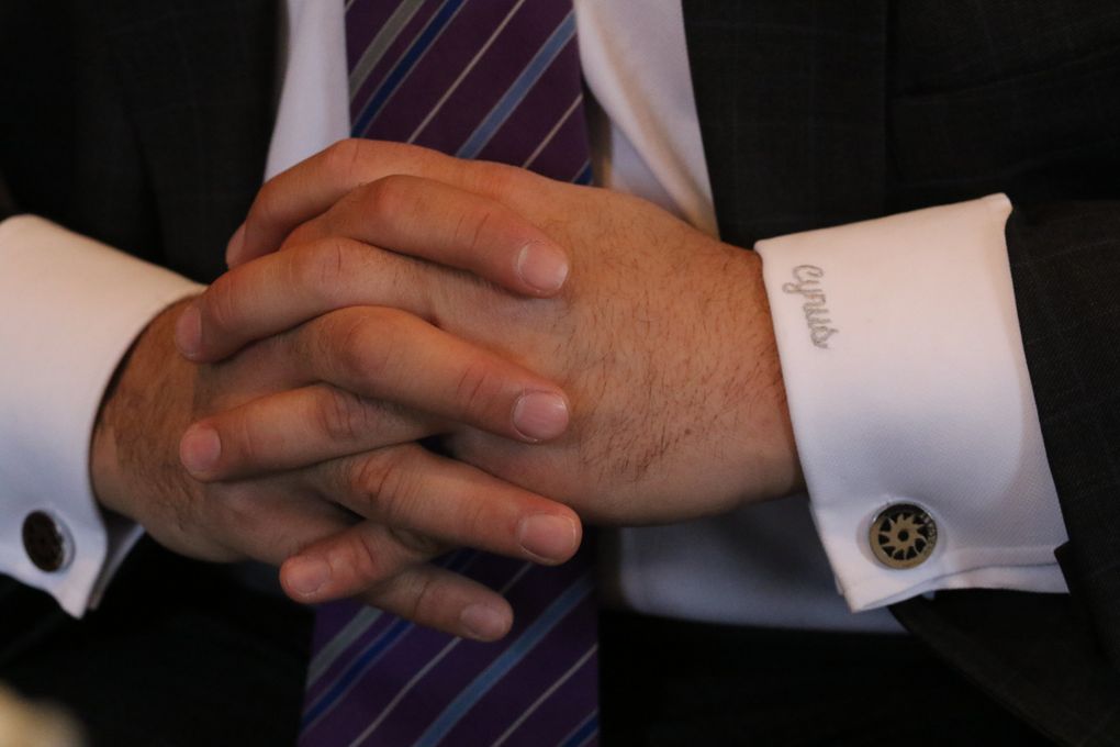 Habib has a “Cyrus” monogram on the left cuff of his shirt. (Alan Berner/The Seattle Times)
