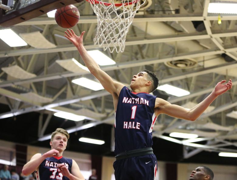 Nathan Hale’s Michael Porter Jr. #1 grabs a rebound against Oak Hill Academy during a high school basketball game at the 2017 Hoophall Classic on Monday, January 16, 2017, in Springfield, MA. (AP Photo/Gregory Payan)  (Gregory Payan/AP)