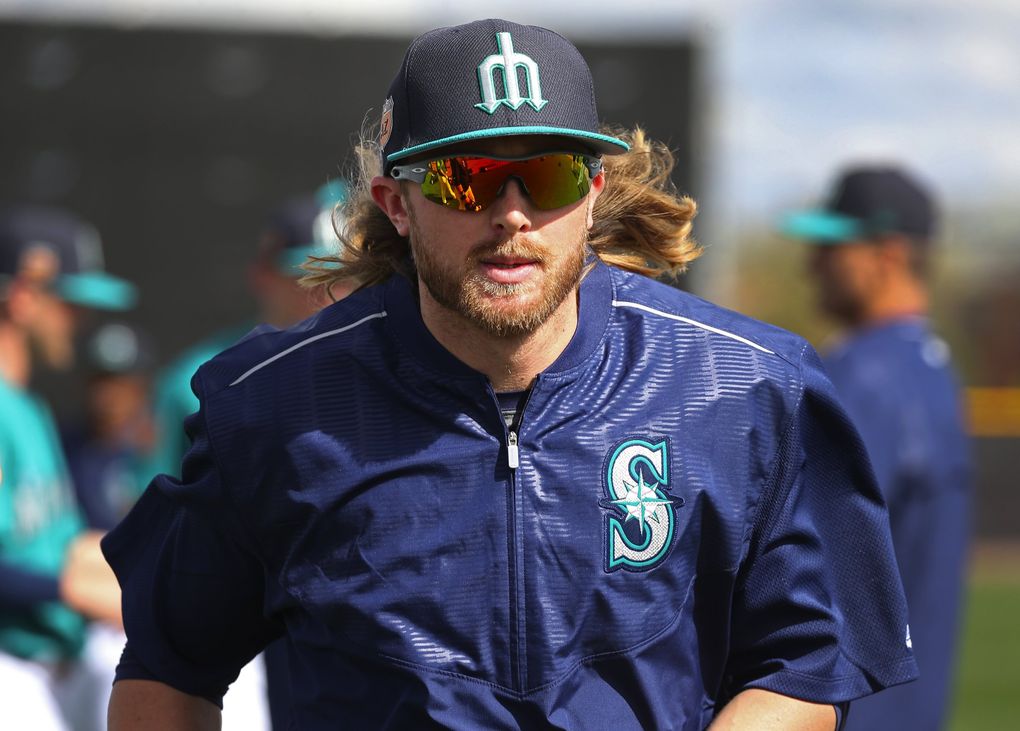 Taylor Motter during Mariners spring training, Monday, Feb. 20, 2017, in Peoria, Ariz. (Ken Lambert / The Seattle Times)
