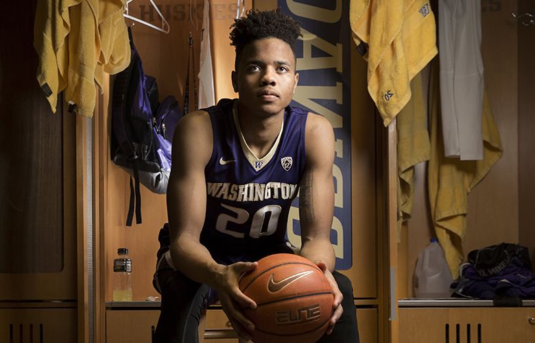 Markelle Fultz, a freshman point guard for University of Washington’s men’s basketball team, in the Huskies’ locker room Monday January 30, 2017.