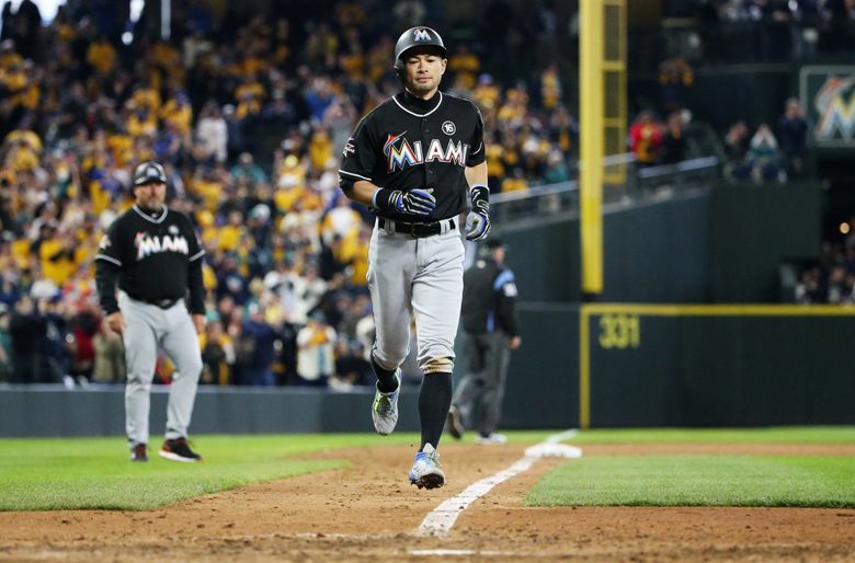 Seattle Mariners Baseball player Ichiro Suzuki batting at Safeco