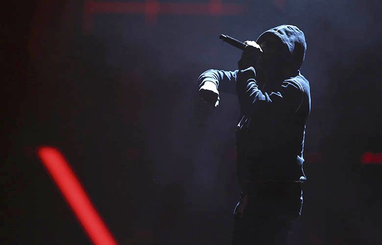 Singer Skepta performs on stage at the Brit Awards 2017 in London, Wednesday, Feb. 22, 2017. (Photo by Joel Ryan/Invision/AP)