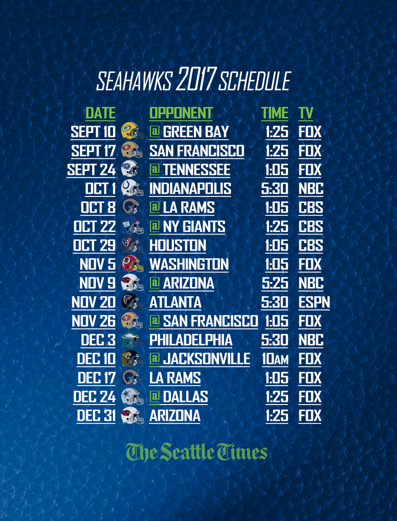 Print and save your own 2017 Seahawks schedule