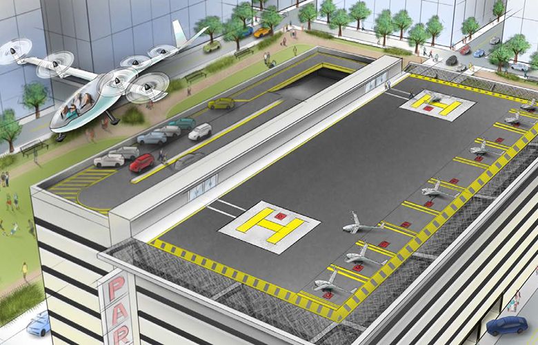 Uber last fall outlined its Elevate concept for a network of short-hop “flying cars.”
Credit: Uber