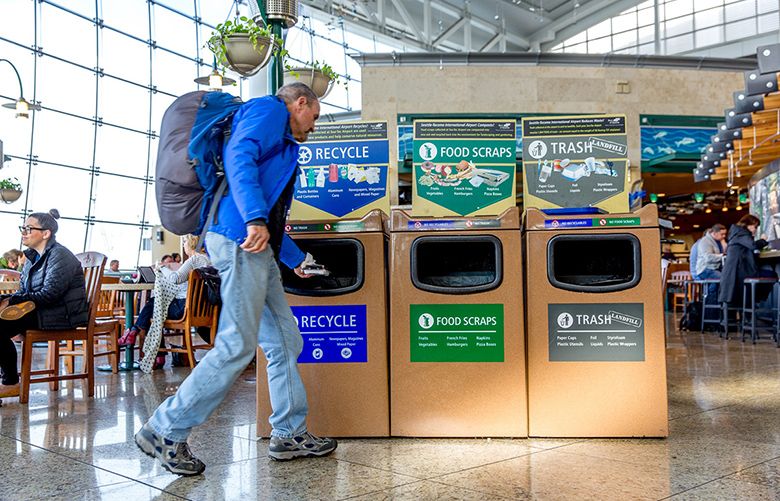 Recycling at Sea-Tac Airport, 10 November 2015.