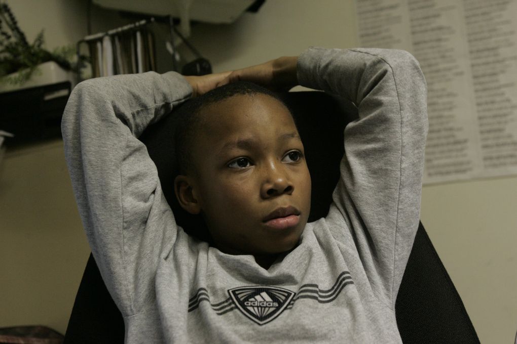 Semaj Booker, 9, at St. John Baptist Church in Tacoma. (Alan Berner/The Seattle Times)