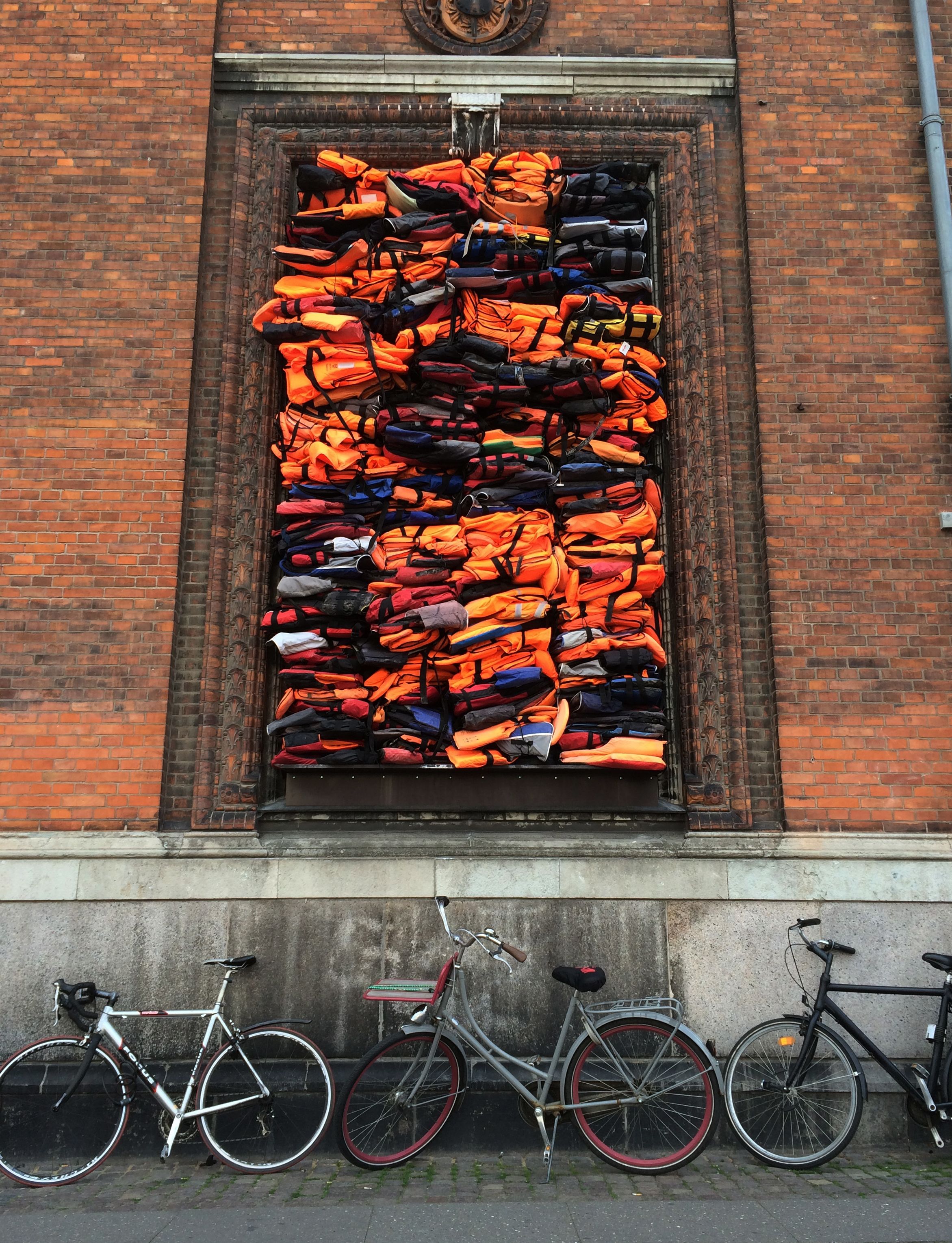 Migrant life jackets turned into artwork in Copenhagen | The