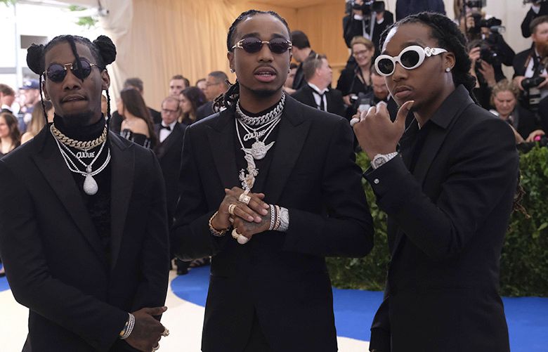 Takeoff, Quavo and Offset of Migos attend The Metropolitan Museum of Art’s Costume Institute benefit gala celebrating the opening of the Rei Kawakubo/Comme des Garçons: Art of the In-Between exhibition on Monday, May 1, 2017, in New York. (Photo by Charles Sykes/Invision/AP)