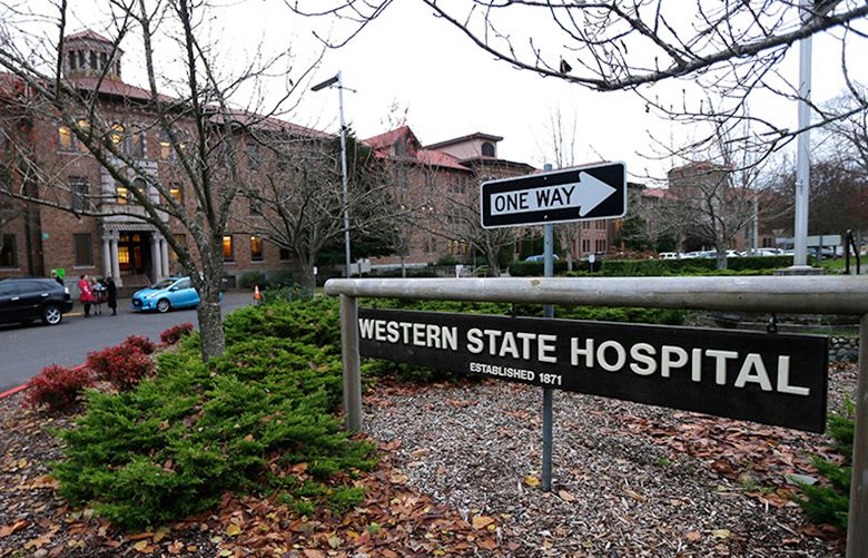 FILE – In this photo taken Nov. 18, 2015, a sign sits near the main entrance of Western State Hospital in Lakewood, Wash. When two dangerous patients escaped from the facility on April 6, 2016, officials called it a rare occurrence, but a review of police reports and interviews with staff by The Associated Press reveals numerous cases in which patients escaped or walked away in just the past 3 1/2 years or so. (AP Photo/Ted S. Warren, File) WATW304