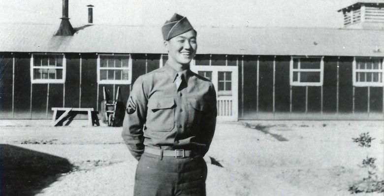 Jim Okubo in uniform. Okubo began World War II in the Tule Lake internment camp but eventually joined the U.S. Army in 1943 and served heroically. (Courtesy Anne Okubo)