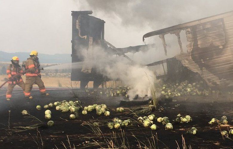 Trailer loaded with cabbage catches fire on I-90 near Ellensburg | The ...