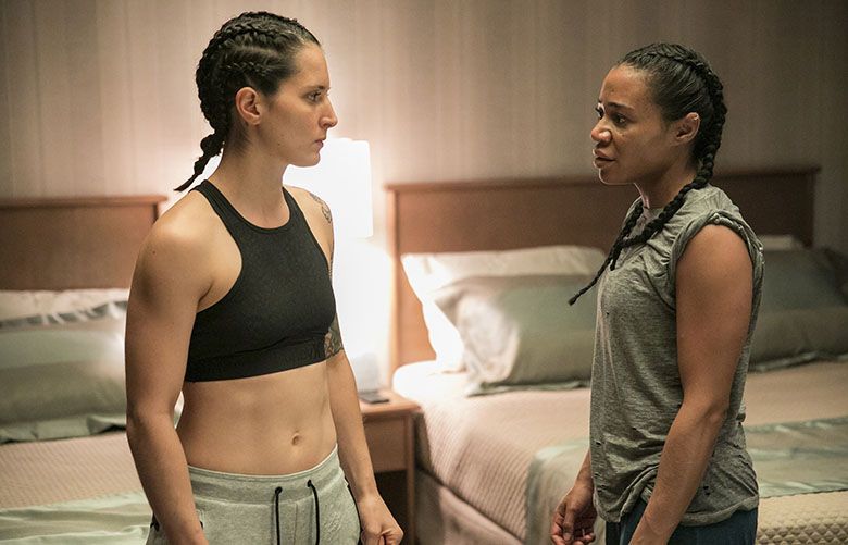Room 104 Ep 111 “The Fight” Photo #8:Natalie Morgan as Greta and Keta Merggett as Rayna.HBO / Jordin Althaus