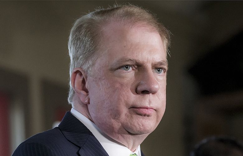 Seattle Mayor Ed Murray announces in a press conference that he won’t run for re-election Tuesday May 9, 2017 at the Alki Bathhouse.