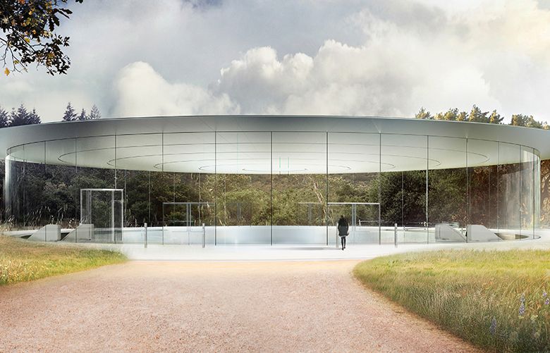 The new Apple Park in Cupertino, 175 acres of rolling parkland and one of the most energy-efficient buildings in the world. This is the theater. (Credit: Apple)
