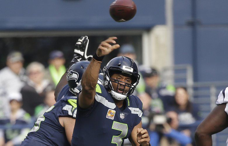 Seattle Seahawks quarterback Russell Wilson (3) warms up before an NFL  football game against the Cleveland Browns, Sunday, Oct. 13, 2019, in  Cleveland. The Seahawks won 32-28. (AP Photo/David Richard Stock Photo -  Alamy