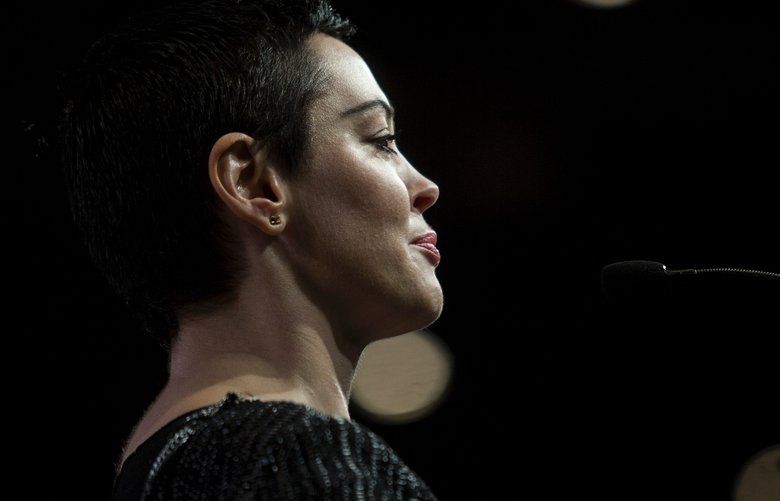 Rose McGowan speaks at the opening session of the Women’s Convention at the Cobo Center in Detroit, Oct. 27, 2017. The actress has accused the producer Harvey Weinstein of raping her and has developed a massive following as a fiery feminist on Twitter. (Erin Kirkland/The New York Times) XNYT87 XNYT87