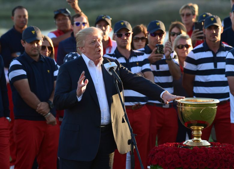 Trump arrives at Liberty National for Presidents Cup finale – The Denver  Post