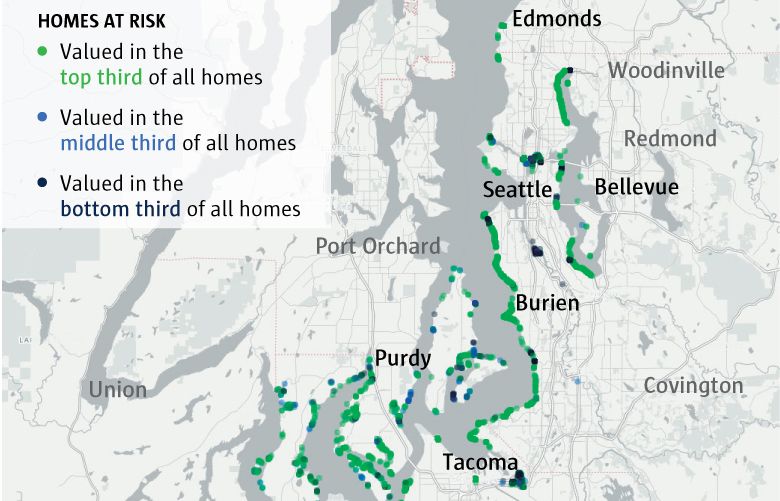 Report Rising sea levels could flood Seattlearea homes by end of