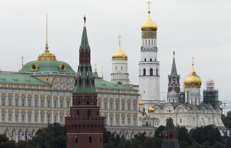 This Friday, Sept. 29, 2017 photo shows the Kremlin in Moscow. The hackers who intervened in Americaâ€™s 2016 presidential contest worked business hours, Moscow time: They created nearly all their links from 9 a.m. to 6 p.m., according to AP’s analysis of data from cybersecurity firm Secureworks. They were busiest in the midday hours and took weekends off. (AP Photo/Ivan Sekretarev) NY818 NY818