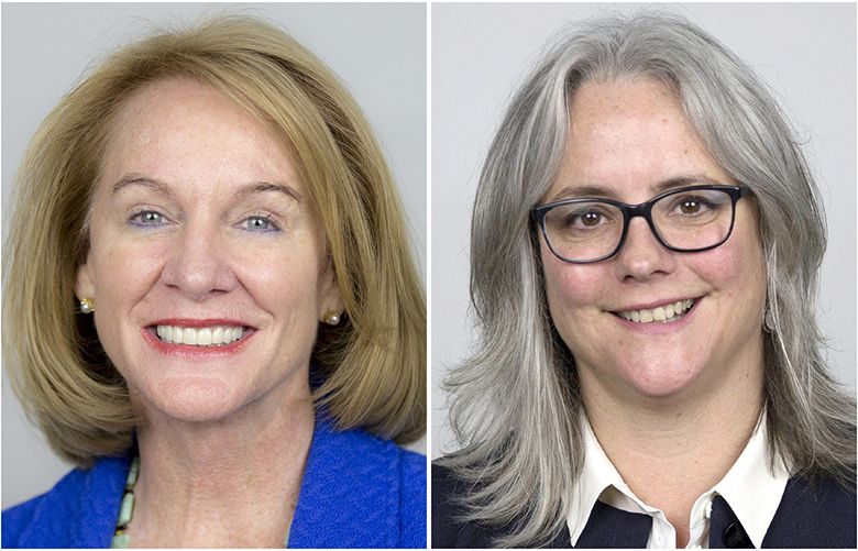 Jenny Durkan, left, and Cary Moon 