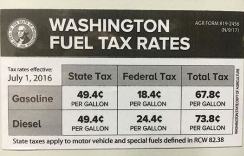 Know your Washington state gas tax Stickers arriving at the pump The