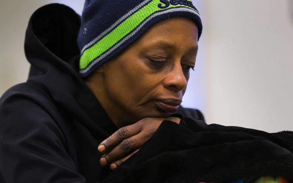 Jacqueline Martin talks about life at the Navigation Center in Seattle where she lives. The city’s newly opened Navigation Center was supposed to help entice more homeless people into shelter and off the streets. But since it opened in July, the center has run into one problem — people are staying much longer than they were supposed to. (Ellen M. Banner / The Seattle Times)