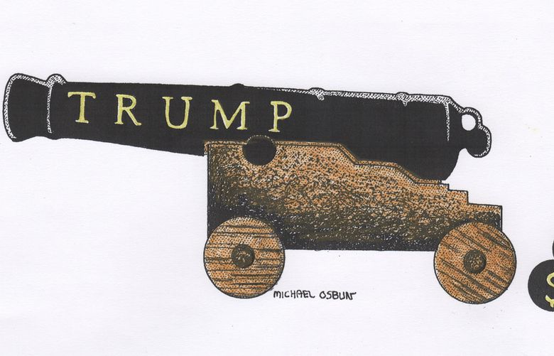 This artwork by Michael Osbun refers to Trump's war on trade.