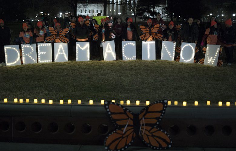 Demonstrators at a rally in support of the Dream Act on Capitol Hill in Washington, Jan. 21, 2018. Democrats had hoped the public would embrace the use of all possible methods, including a government shutdown, to come to the rescue of the young unauthorized immigrants known as the Dreamers. (Tom Brenner/The New York Times) XNYT161 XNYT161